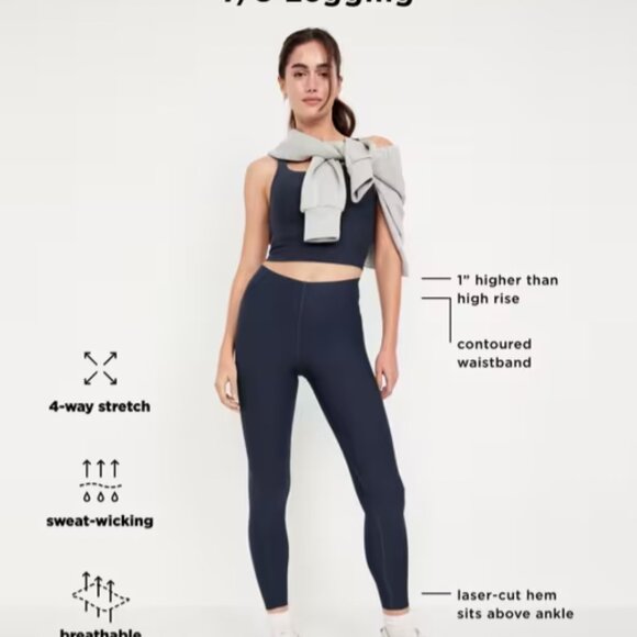 Old navy, Extra High-Waisted PowerSoft Sculpt 7/8 Leggings, Size M, Black jack - Picture 9 of 9